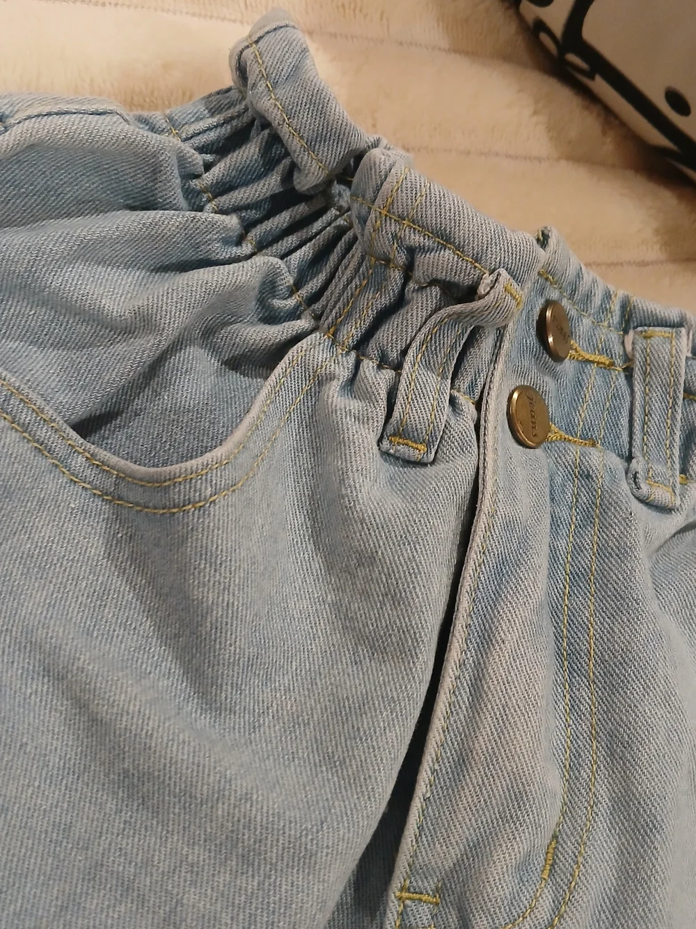 Paperbag Waist Light Blue Denim Shorts
